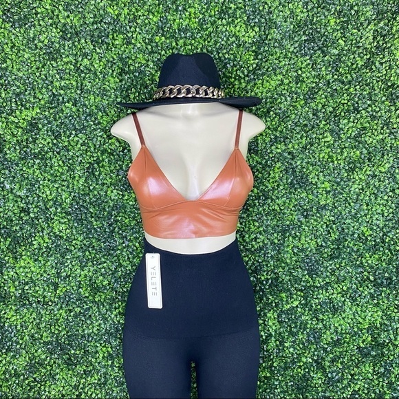 Faux leather bralette camel brown - Picture 2 of 6